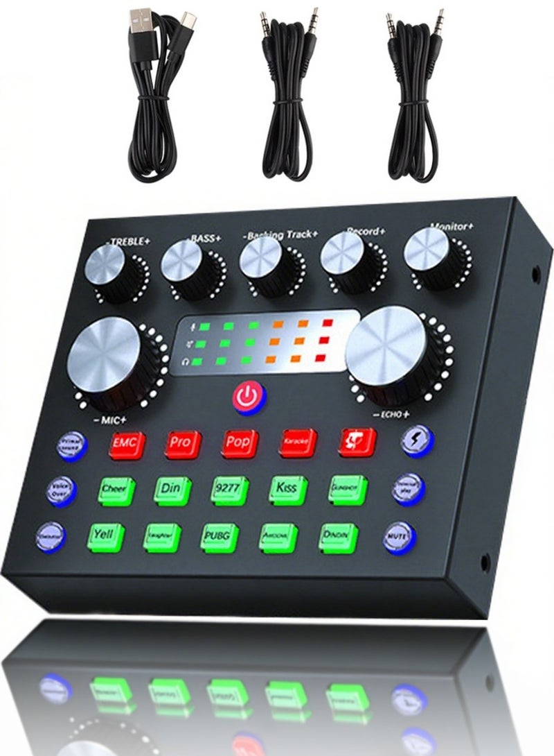 DRAKLAW Sound Card Adjustable Audio Mixer DJ Mixer Effects And Voice Changer Podcast Production Studio Equipment  Prefect For Streaming/Podcasting/Gaming  - Image 1