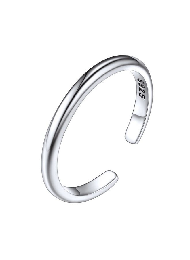 ChicSilver - Minimalist Toe Rings For Women Sterling Silver Hypoallergenic Simple Open 2Mm Thin Band Ring Adjustable - Image 1