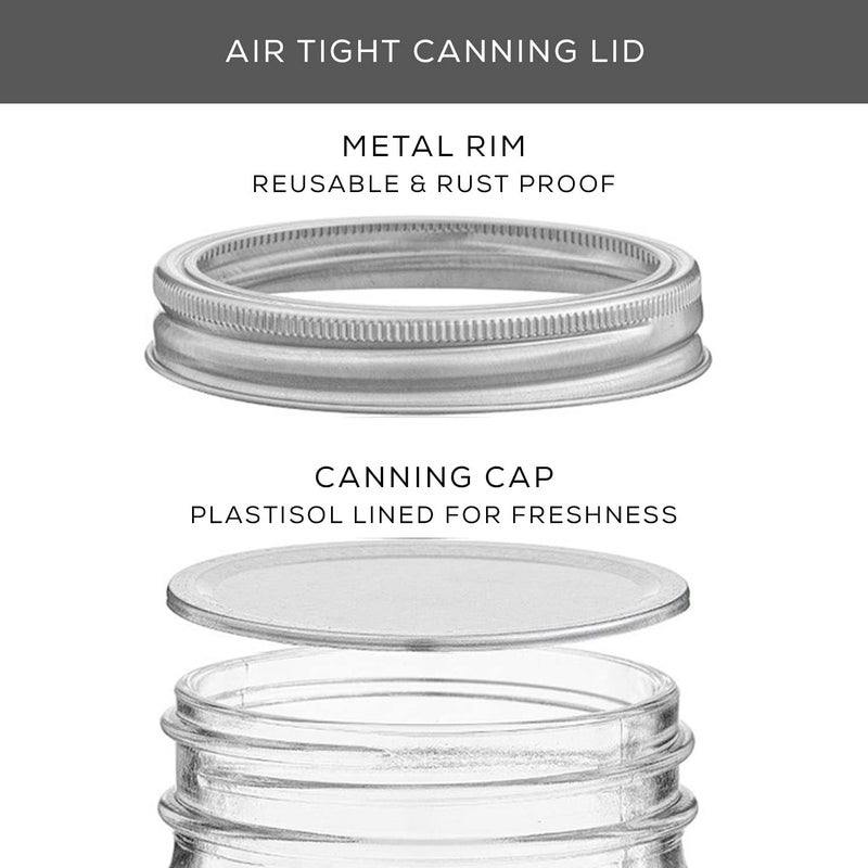 JoyJolt 8 Oz Mason Jars With Lids, Labels and Measures! 6-Pack Regular Mouth Mason Jars, Glass Jar with Lid and Band. Airtight Canning Jars, Overnight Oats Jars, Salad Jars, Sourdough Starter Jar - Image 4