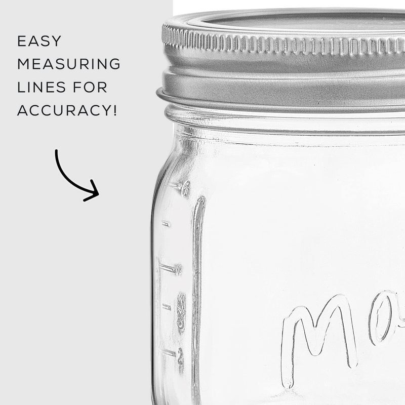 JoyJolt 8 Oz Mason Jars With Lids, Labels and Measures! 6-Pack Regular Mouth Mason Jars, Glass Jar with Lid and Band. Airtight Canning Jars, Overnight Oats Jars, Salad Jars, Sourdough Starter Jar - Image 5