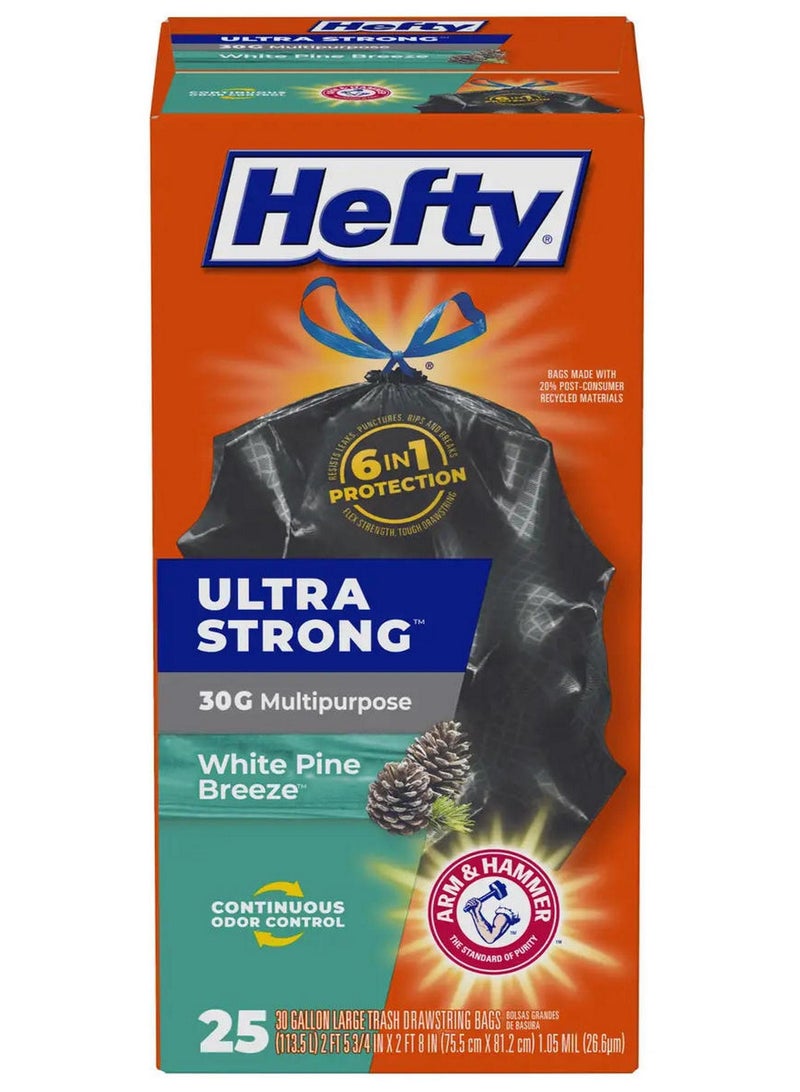 Hefty Ultra Strong White Pine Breeze 30 Gallon Trash Bags 25Ct - Image 1