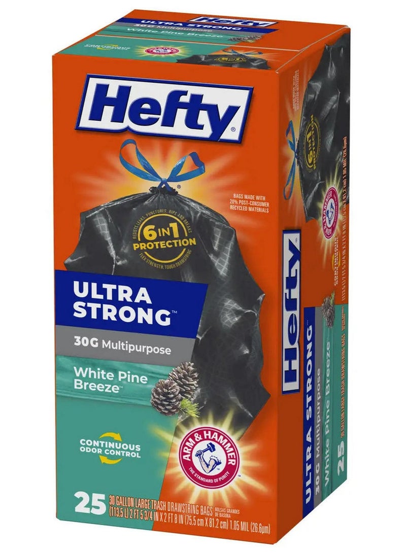 Hefty Ultra Strong White Pine Breeze 30 Gallon Trash Bags 25Ct - Image 2