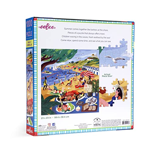 eeBoo 1000 Piece Puzzle Beach Umbrellas Jigsaw Puzzle for Adults Square 23 x 23 Made with Recycled Board VegetableBased Ink - Image 5