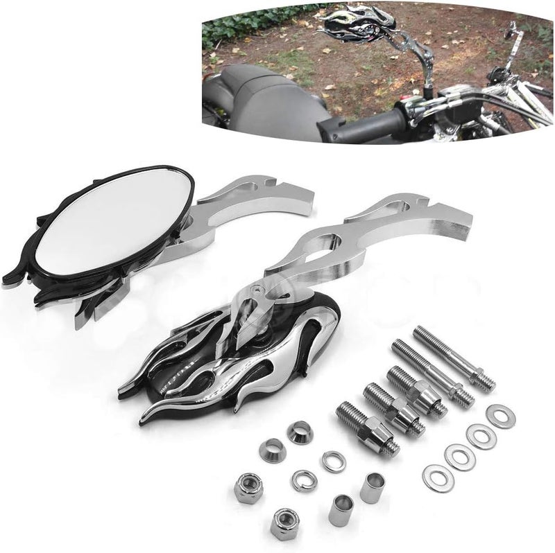 HK MOTO مرآة خلفية على طراز اللهب من HK MOTO للدراجات النارية للكروازر والشوبر - Image 1