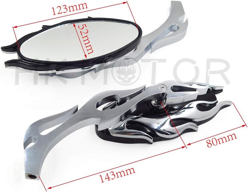 HK MOTO مرآة خلفية على طراز اللهب من HK MOTO للدراجات النارية للكروازر والشوبر - Image 2