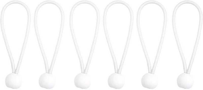 klarako 6 Count Heavy Duty Ball Bungee Cord Tarp Tent Tie Down Bungees Loop Rope 4/5/6/8/9 inch White, 4 inch - Image 3