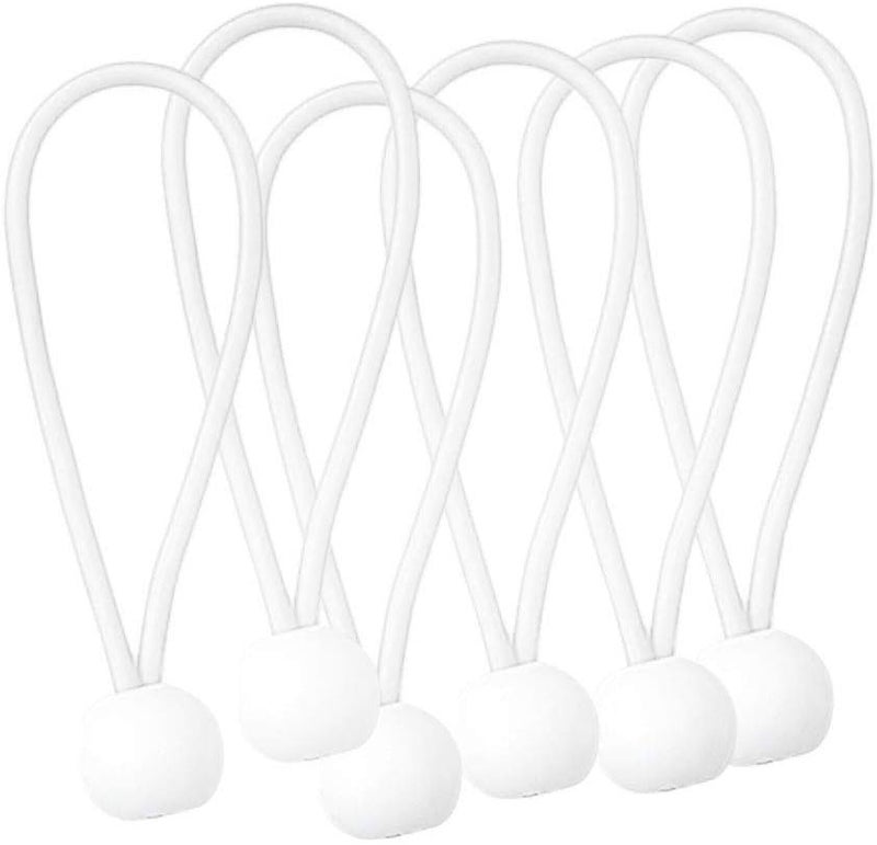 klarako 6 Count Heavy Duty Ball Bungee Cord Tarp Tent Tie Down Bungees Loop Rope 4/5/6/8/9 inch White, 4 inch - Image 2