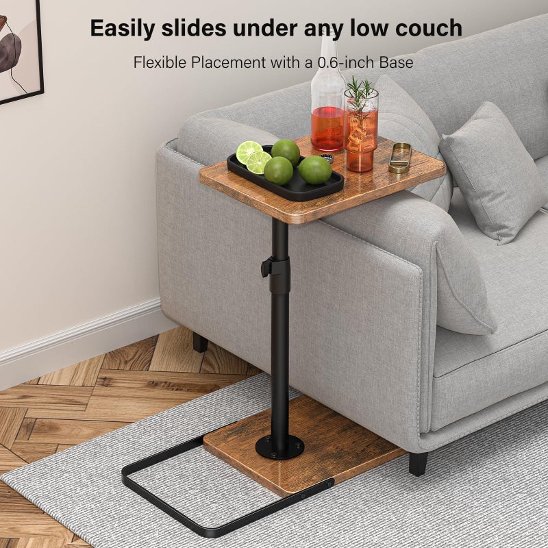 Dataroad Selead Tv Trays Set of 2 for Couch - 360Â°Swivel Height Adjustable, Larger Metal and Wooden Base to Prevent Slippingï¼ŒTV Tray C Shaped End Table Food Snack Trays for Eating Sofa Bed Bathroom - Image 5