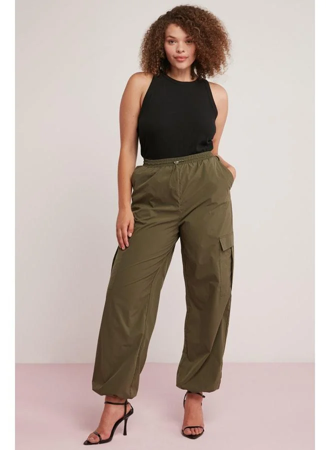 Ethiquet Avalonbb Women's Relaxed Fit Elastic Waist and Cuffed Khaki Plus Size Pants.