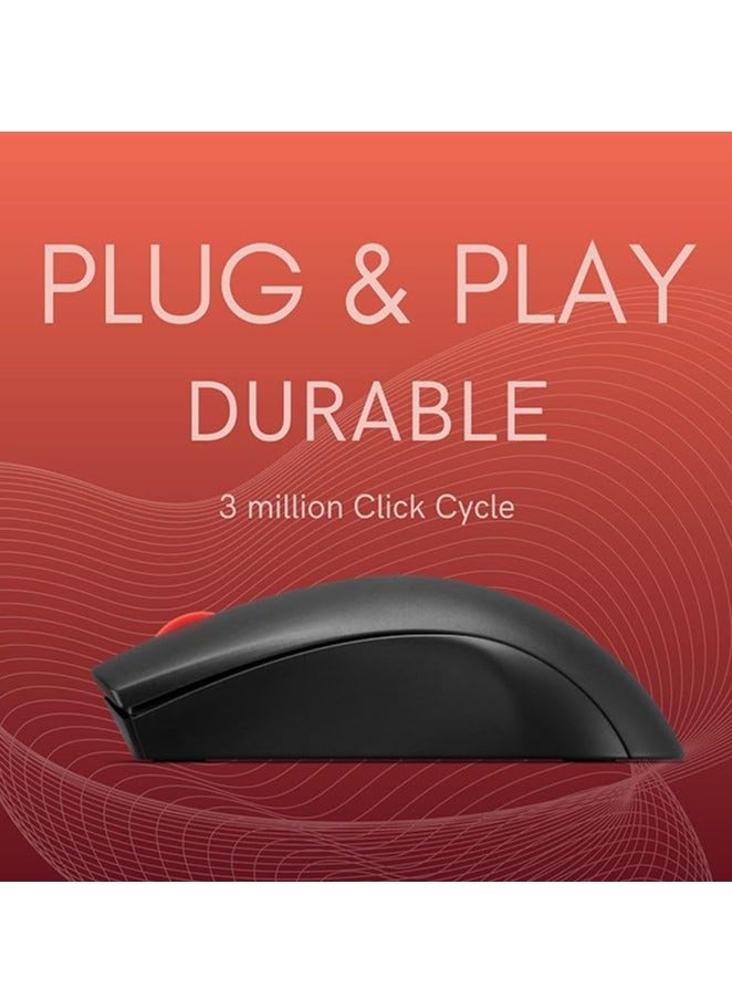 Lenovo 150 Wireless Compact Mouse, 1K DPI Optical sensor, 2.4GHz Wireless NanoUSB, 10m range, 3button(left,right,scroll) upto 3M left/right clicks, 10month battery, Ambidextrous, Ergonomic, GY51L52638 Black - Image 3