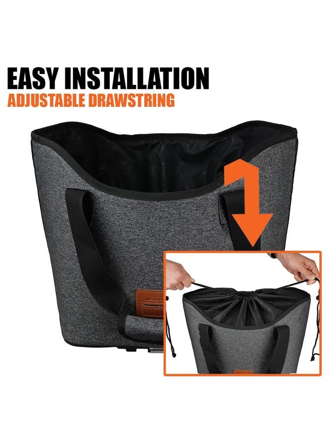 IBERA Bike Bag MIK Shopping Bag 17L - Clip-On bike Bags For Bicycles for Groceries up to 22 lbs (10 kg) - Reusable, Reinforced & Weather-Resistant - Durable Bike Rack bag ONLY FOR MIK RACKS - Image 2