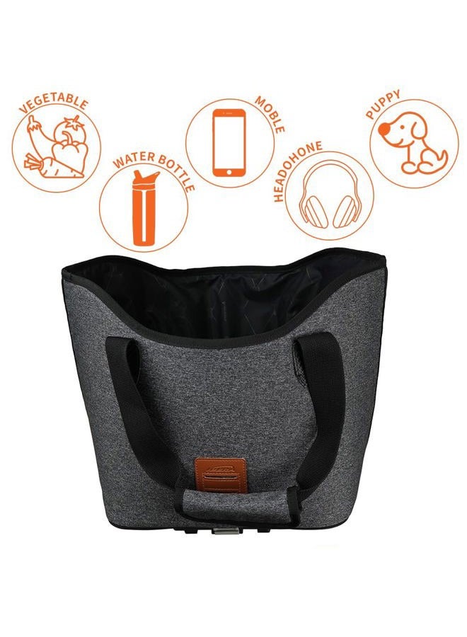 IBERA Bike Bag MIK Shopping Bag 17L - Clip-On bike Bags For Bicycles for Groceries up to 22 lbs (10 kg) - Reusable, Reinforced & Weather-Resistant - Durable Bike Rack bag ONLY FOR MIK RACKS - Image 4