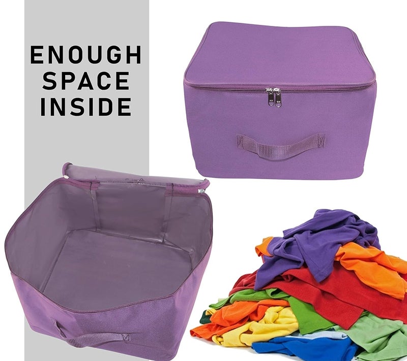Storite Nylon Combo Wardrobe Bags Underbed Moisture Proof Cloth Storage Organizer Storage box for Clothes Saree Bags with Zippered Closure Handle Grey 37x35x23 cm Purple 38x33x22 cm - Image 5