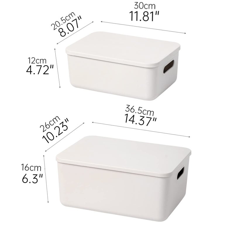 Yishyfier Plastic Storage Baskets With Lid Organizing Container Lidded Knit Storage Organizer Bins for Shelves Drawers Desktop Closet Playroom Classroom Office (4M+2S, Light grey) - Image 5