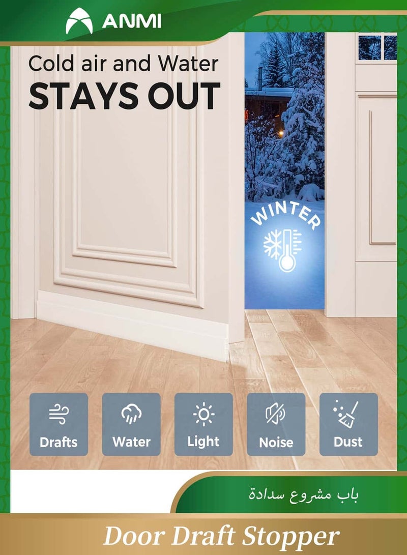 Anmi Door Draught Strip, 120cm Cuttable Soundproof Door Seal, Sticky Door Seal, Suitable for Exterior and Interior Doors, Dustproof, Soundproof, Weatherproof Strip - White - Image 2