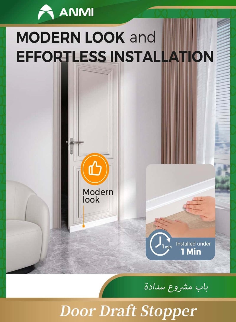Anmi Door Draught Strip, 120cm Cuttable Soundproof Door Seal, Sticky Door Seal, Suitable for Exterior and Interior Doors, Dustproof, Soundproof, Weatherproof Strip - White - Image 5