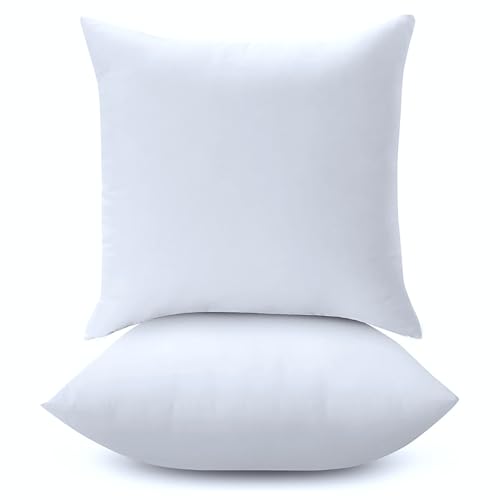 AJISH Set of 2, 20 x 20 Inch Micorfiber Filled Cushion Filler - Soft & Fluffy - Hotel Quality Premium Cushions - Decorative Cushion for Sofa, Bed, Throw Pillow Insert, Office - Home Decor (White) - Image 1