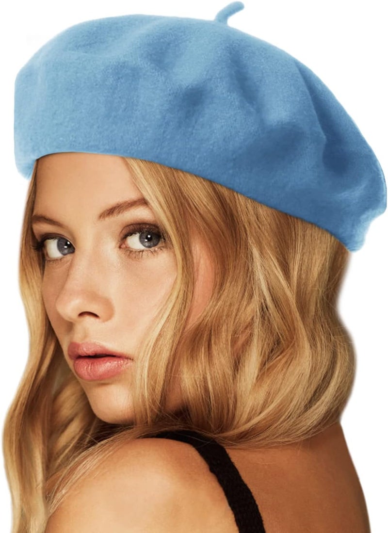 Wheebo Wool Beret Hat,Solid Color French Style Winter Warm Cap for Women Girls Lady - Image 1