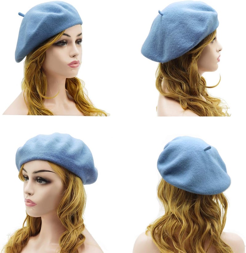 Wheebo Wool Beret Hat,Solid Color French Style Winter Warm Cap for Women Girls Lady - Image 3