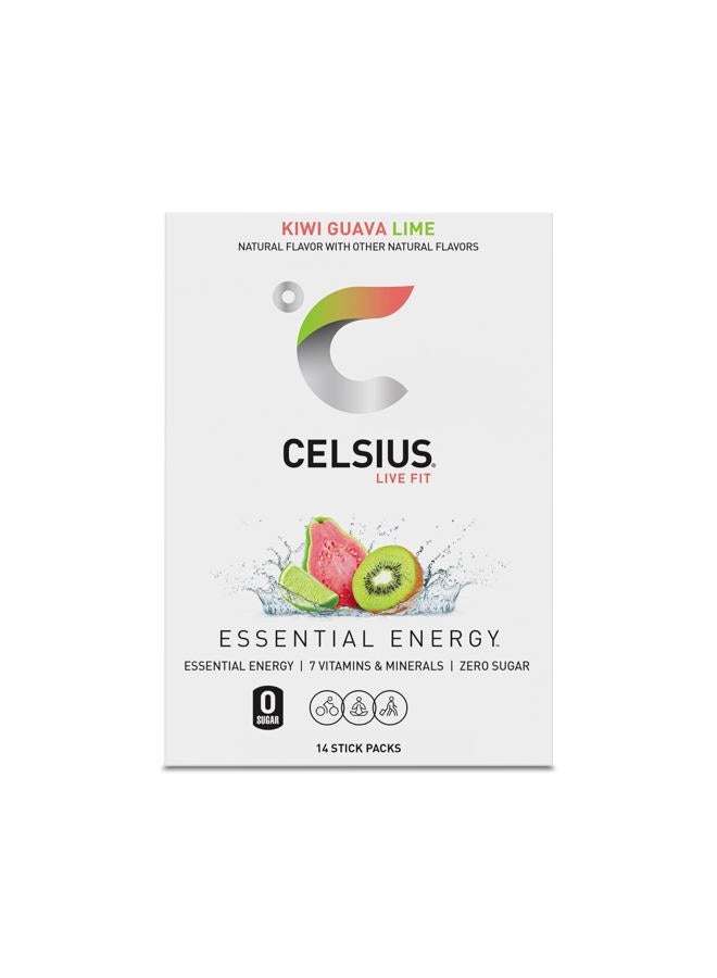 CELSIUS مشروب الطاقة بنكهة الكيوي والجوافة والليمون، خالي من السكر (14 عود في العبوة) - Image 5