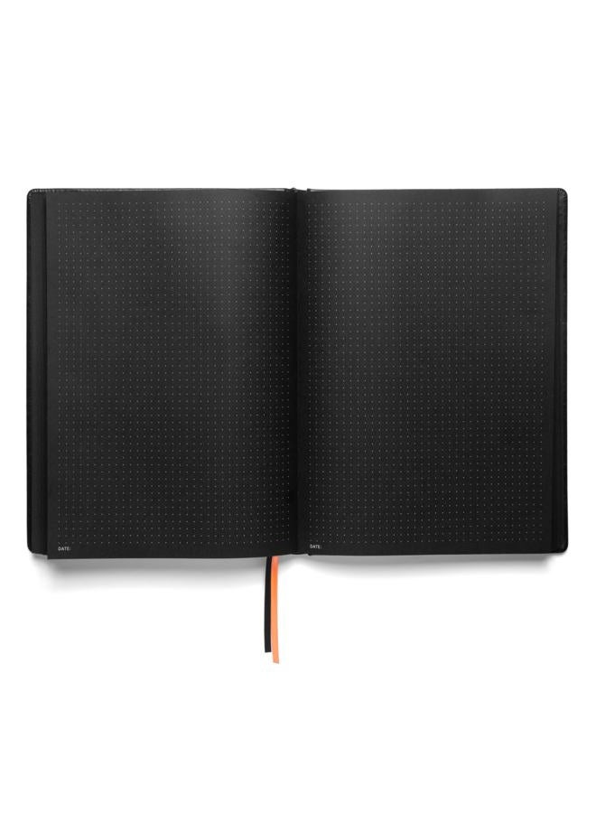 Notsu Dotted Black Paper Bullet Journal | B5 Dot Grid Notebook with 160 Black Pages of Thick 150gsm Paper, Vegan Leather Hardcovers - Image 1