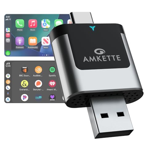 Amkette Drive 2in1 Wireless CarPlay & Android Auto Adapter | WiFi 6 Low-Latency | Bluetooth 5.4 Fast Pairing | Converts Wired to Wireless | USB-A & USB-C | Supports OEM Steering Controls - Image 1