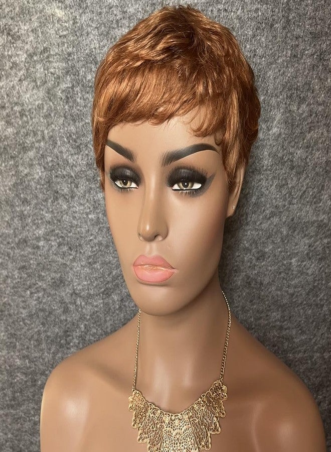 هوتكيس شعر مستعار قصير بيكسي من هوتكيس، مصنوع من شعر بشري طبيعي للنساء ذوات البشرة السمراء، شعر برازيلي طبيعي، لون بني فاتح، بدون غراء أو دانتيل، رقم 30، لإطلالة طبيعية للأمريكيات من أصل أفريقي. - Image 5