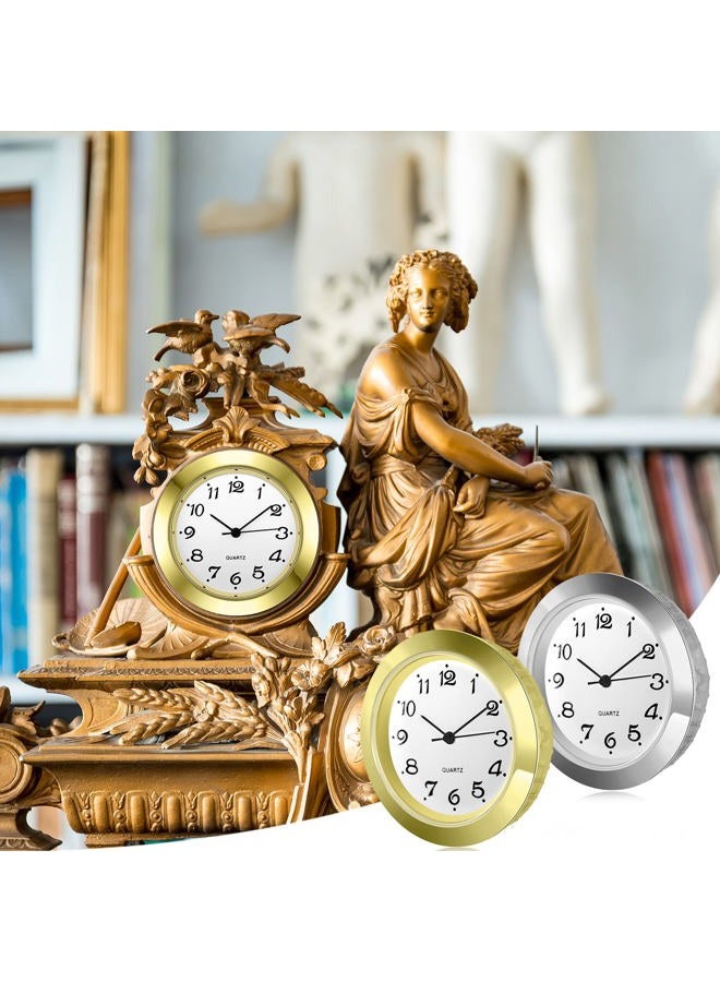 Outus 4 Pack 1-7/16 Inch Round Clock Insert Gold Clock Face Metal Wall Clock Silver Mini Clock with Arabic Numerals Fit Diameter 1-3/8 Inch Hole Easy to Read Home Office School Clock, Gold and Silver Bezel - Image 2