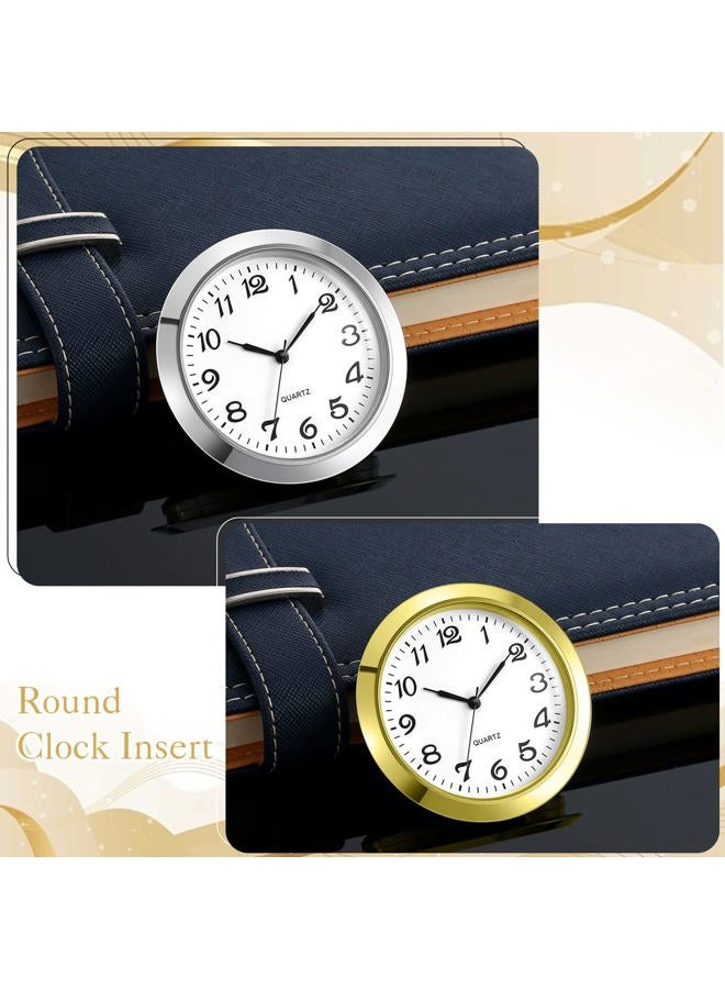 Outus 4 Pack 1-7/16 Inch Round Clock Insert Gold Clock Face Metal Wall Clock Silver Mini Clock with Arabic Numerals Fit Diameter 1-3/8 Inch Hole Easy to Read Home Office School Clock, Gold and Silver Bezel - Image 4