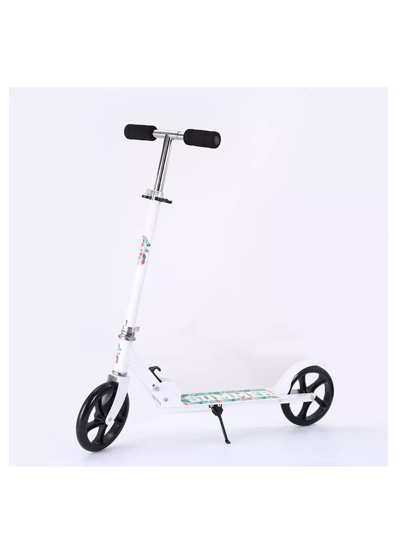 CityRiya-Long Adult & Teen Kick Scooter,3-Level Height Adjustable, Foldable & Portable,Urban Commuter Scooter for Teens & Adults Lightweight Aluminium Frame, 100kg Capacity(YS-106,White) - Image 1