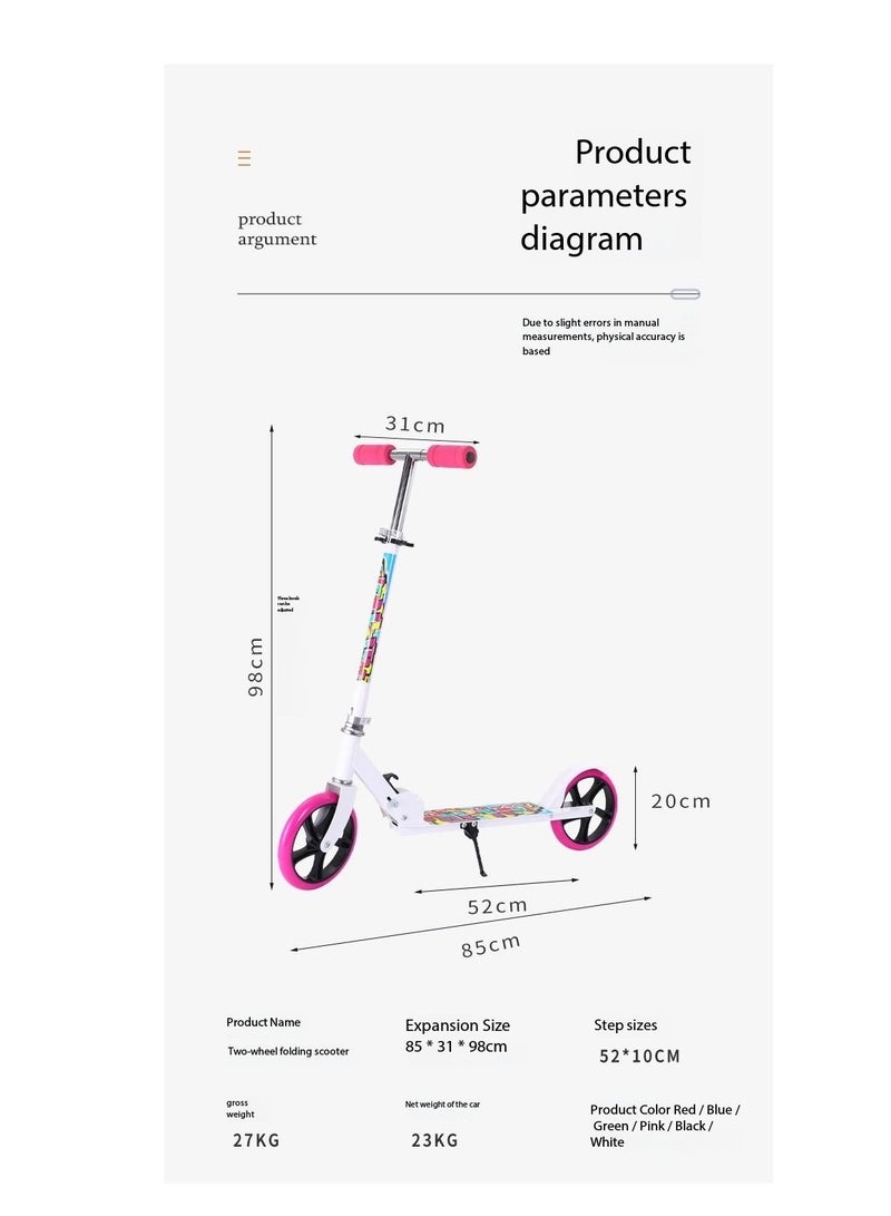 CityRiya-Long Adult & Teen Kick Scooter,3-Level Height Adjustable, Foldable & Portable,Urban Commuter Scooter for Teens & Adults Lightweight Aluminium Frame, 100kg Capacity(YS-106,White) - Image 2