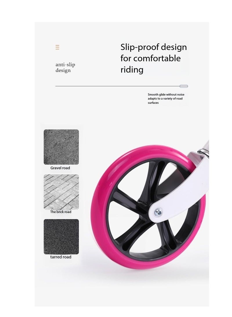 CityRiya-Long Adult & Teen Kick Scooter,3-Level Height Adjustable, Foldable & Portable,Urban Commuter Scooter for Teens & Adults Lightweight Aluminium Frame, 100kg Capacity(YS-106,White) - Image 4