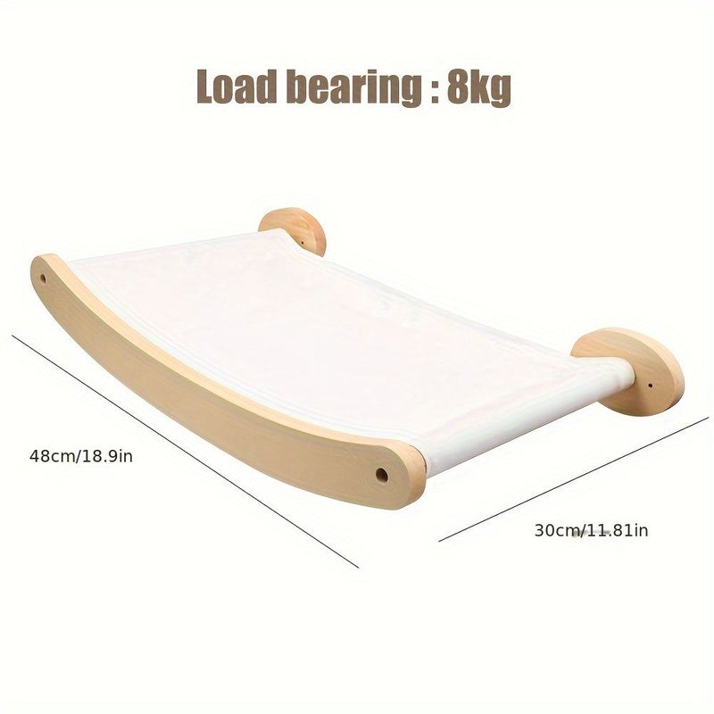 1pc Wall Mounted Wooden Cat Bed Shelf Design Cozy Lounging Climbing Frame - Image 2