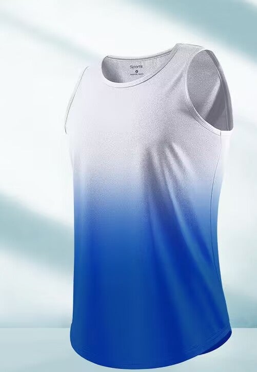2025 Fitness Clothes Mens Marathon Vest Single-Piece Summer Running Track and Field Training Sports Quick-Dry Competition Equipment Dan b07 blue 