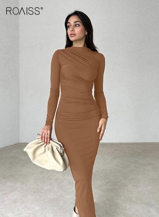 bodycon dress dubai Party Dresses UAE | Best Price Offers Single Brown Outfit Captions Chest:46