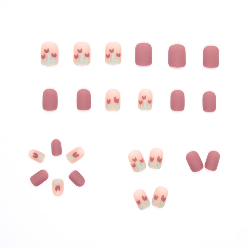 Dusty Rose Matte Reusable Press-On Nail Set - Style R346 - Image 4