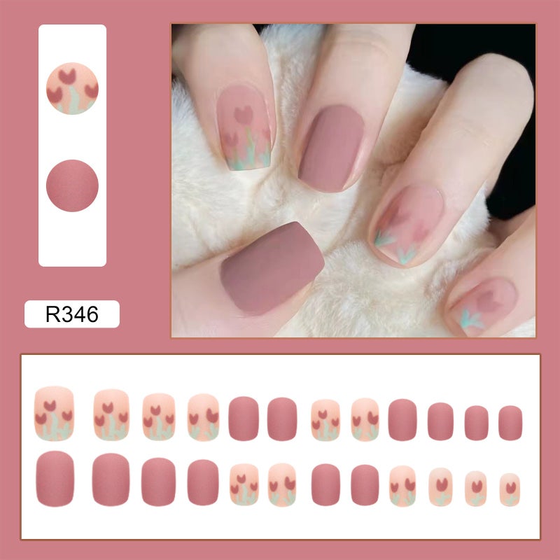 Dusty Rose Matte Reusable Press-On Nail Set - Style R346 - Image 1