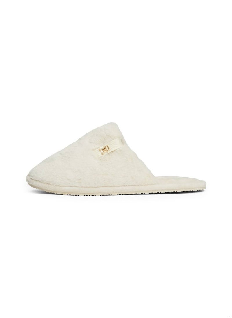 Women's TH Monogram Plaque Fleece Slippers - Polyester, White - pzsku/ZAABAE847EE91055DF954Z/45/_/1738741996/29f1ab7d-da8d-466e-8f3c-6dcb194fe59a