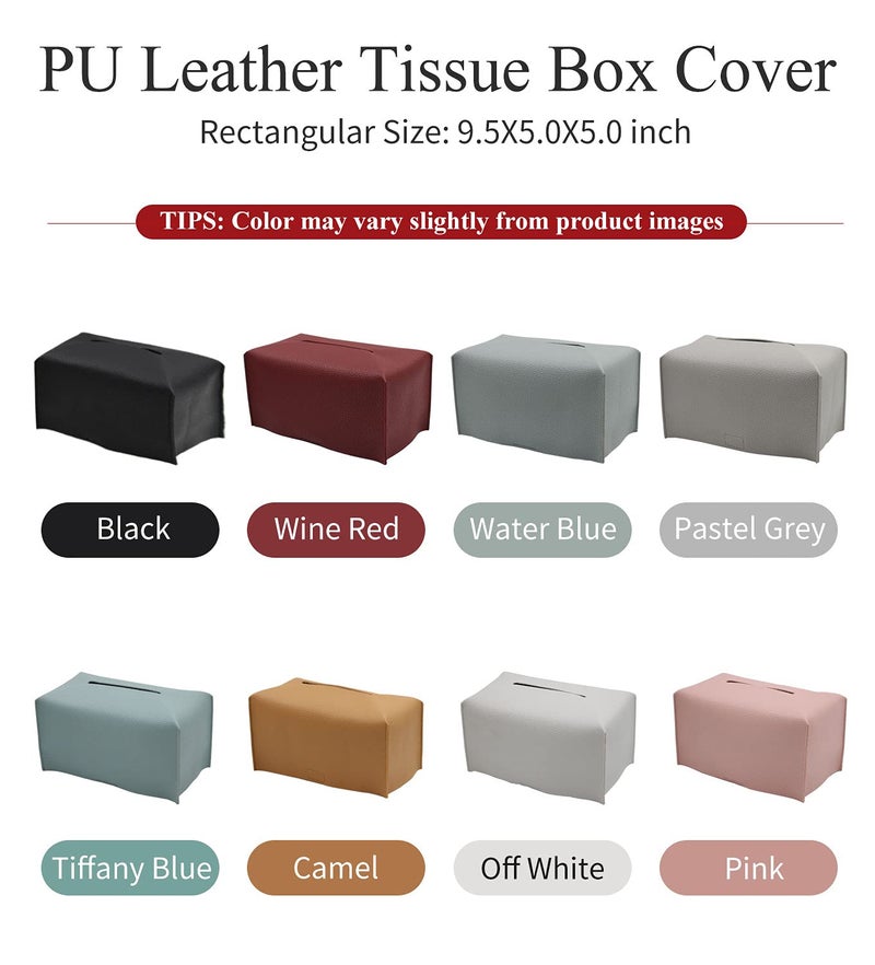 Livelab Tissue Box Cover, Modern Decorative PU Leather Rectangular Tissue Box Case Organizer Holder for Vanity Countertop, Night Stands, Livingroom, Office Desk & Car 9.5X5X5'' | Off White - Image 5