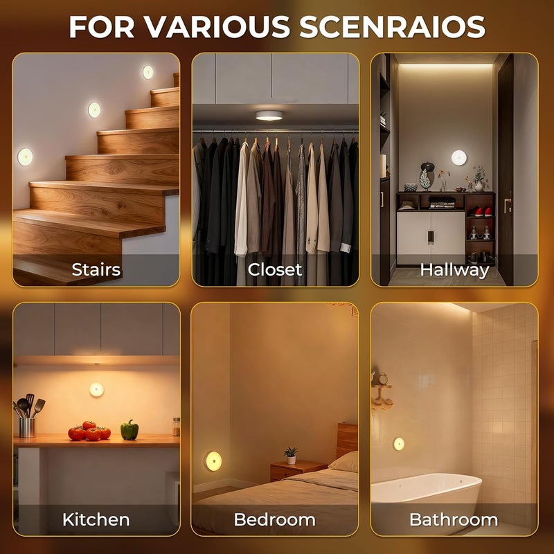 TobeBright Motion Sensor Light, LED Puck Lights with Remote Control, Rechargeable Motion Sensor Night Light Indoor Stick on Lights for Closet, Stair, Bedroom(3 Packs) - Image 2