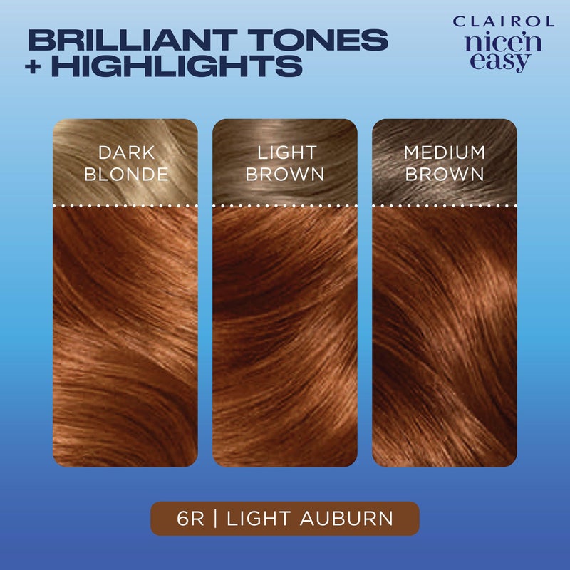 Clairol Nice'n Easy Permanent Hair Dye, 6R Light Auburn Hair Color, Pack of 3 - Image 4