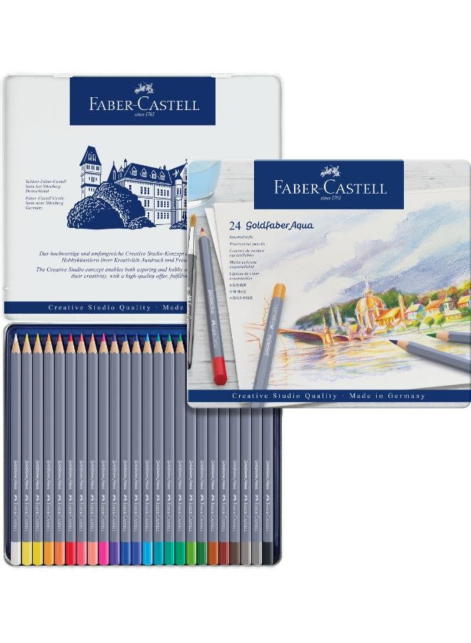 اقلام تلوين مائية - Goldfaber - علبة حديد -24 لون