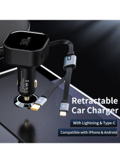 ProOne ProOne Enjoyment Retractable 30W 2-in-1 Car Charger with Type-C and Lighttning Cable  - Image 2
