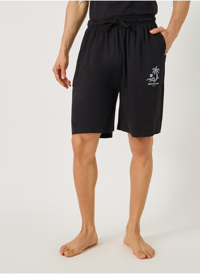 Styli Graphic Print T-Shirt and Drawstring Waist Shorts Set  - Image 5