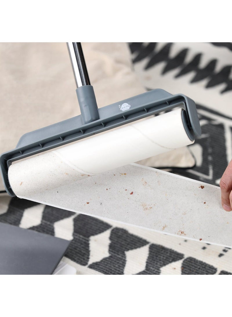 Cleaning Roller Refill for Lint, Hair & Dust Removal (Pack of 2) - Strong Adhesive Floor & Fabric Roller Replacement - Removes Pet Hair, Dust, Food Crumbs & Threads - Easy to Use, Durable, Long Handle Compatible - Home, Car & Office Use