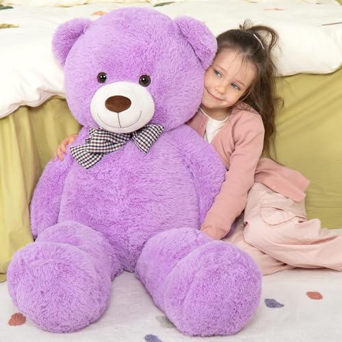 MaoGoLan Giant Teddy Bear 4 Feet,Adorable and Cuddly Big Bear Stuffed Animal 47", Classic Teddy Bear Plush Gift Decoration for Baby Shower,Party,Birthday,Valentines Day,Purple - Image 5