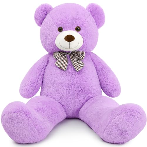 MaoGoLan Giant Teddy Bear 4 Feet,Adorable and Cuddly Big Bear Stuffed Animal 47", Classic Teddy Bear Plush Gift Decoration for Baby Shower,Party,Birthday,Valentines Day,Purple - Image 1