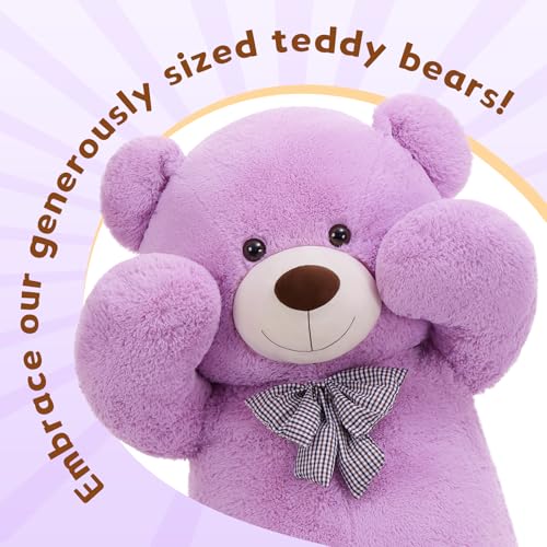 MaoGoLan Giant Teddy Bear 4 Feet,Adorable and Cuddly Big Bear Stuffed Animal 47", Classic Teddy Bear Plush Gift Decoration for Baby Shower,Party,Birthday,Valentines Day,Purple - Image 4