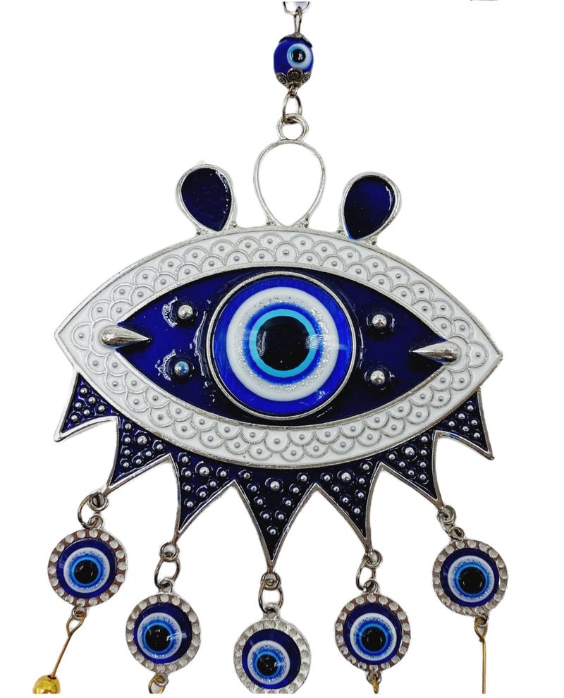 Qwick Click Evil Eye Wind Chimes for Balcony Hanging for Home Entrance Door Decoration Nazar Battu for Home Protection Good Luck Charm and Prosperity at Office and Home Big Size - Image 2