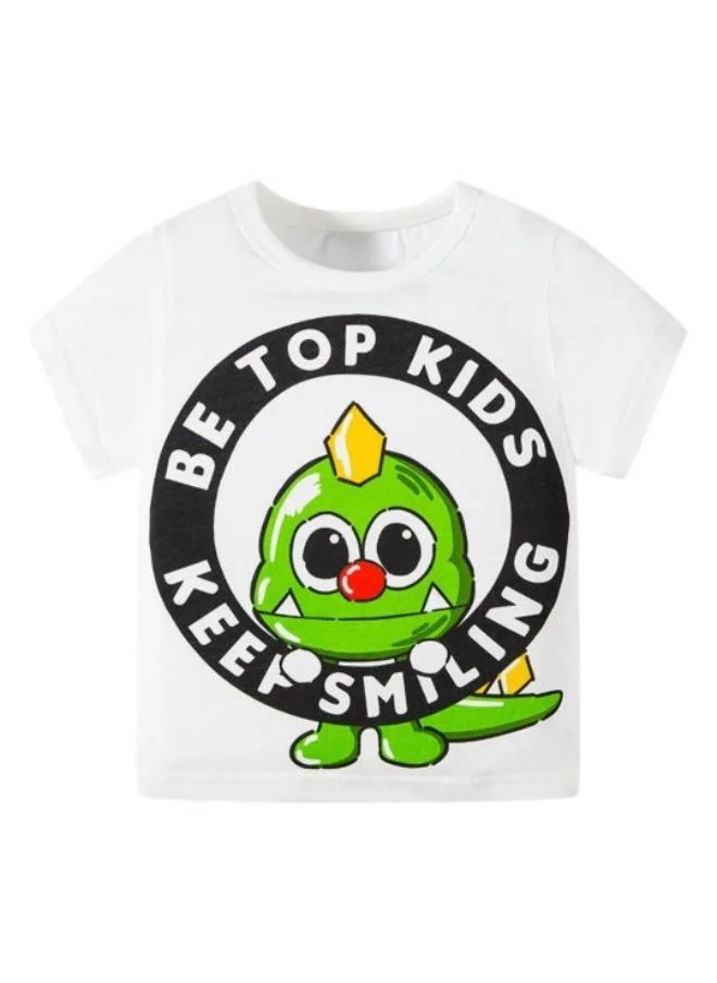 YUNIQEE White Printed Short Sleeve Crew Neck T-Shirt
